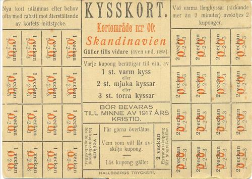 6. Kysskort, Kyssområde Skandinavien
